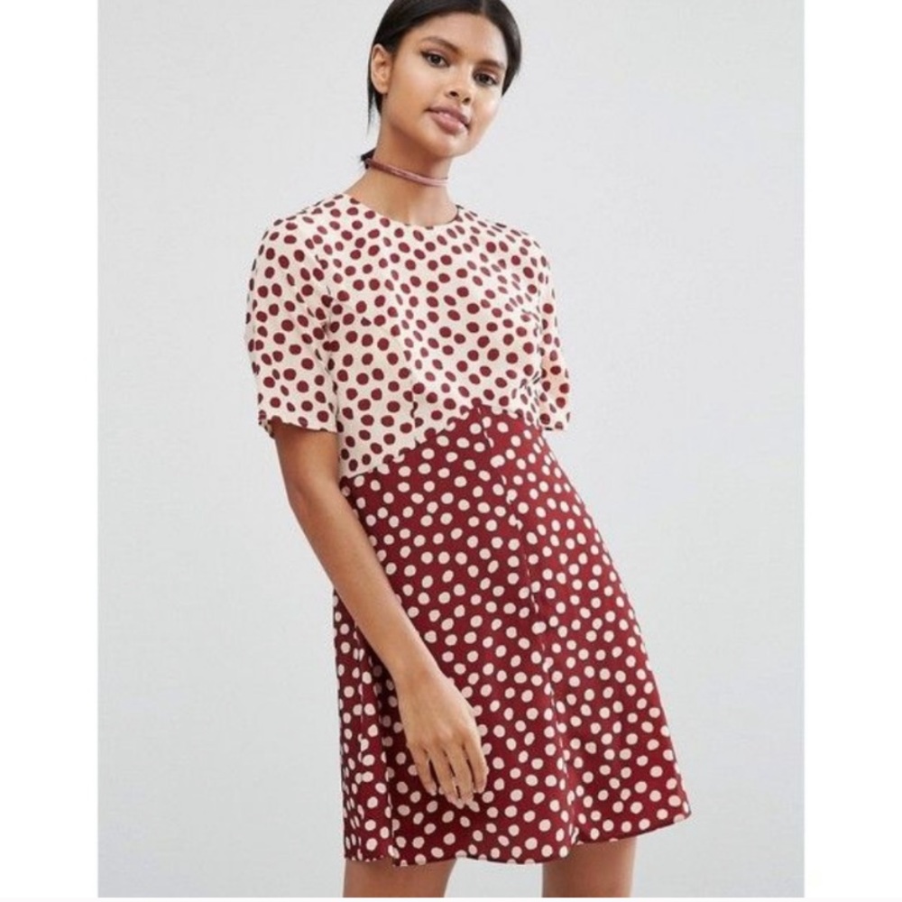 ASOS Mix & Match Polka Dot Polyester Mini Dress